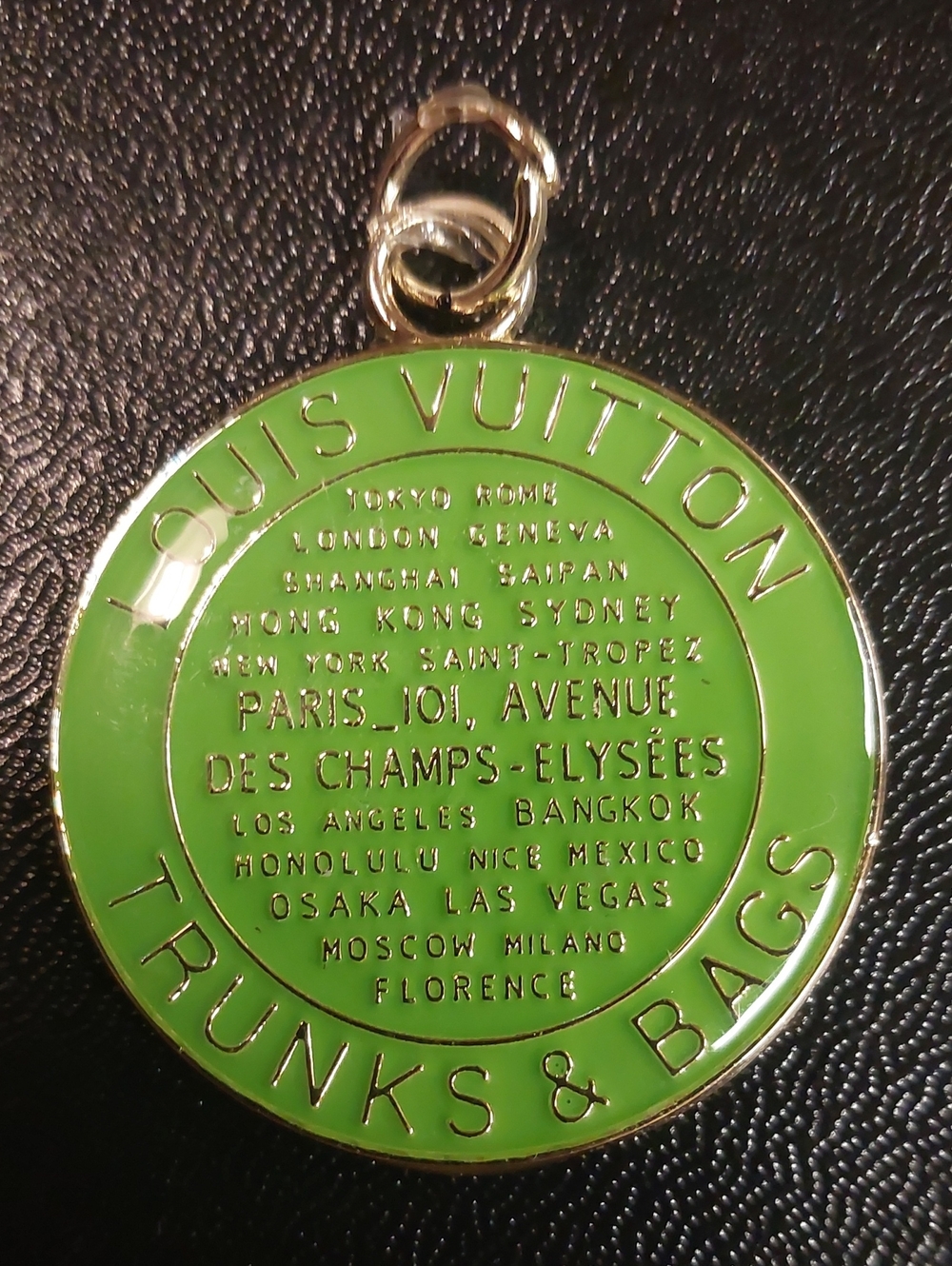 LV Green Enamel & Gold Trunks & Bags Charm Pendant- Double Sided